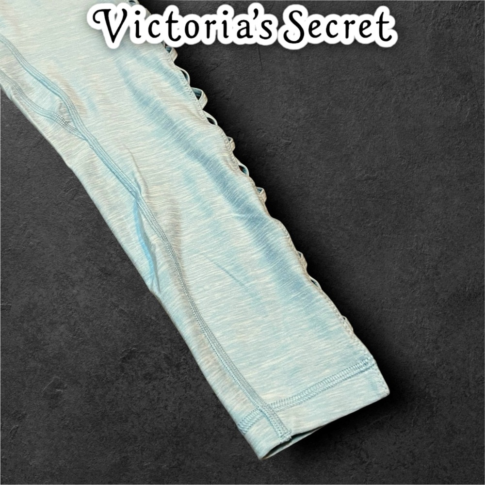 HTF Victoria’s Secret Light Grey Blue Super Soft Leggings with mesh - Picture 3 of 8
